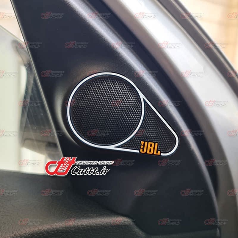 استیکر تزریقی قاب تیوتر پژو 206 و 207 آینه برقی -  طرح JBL - کد 10695