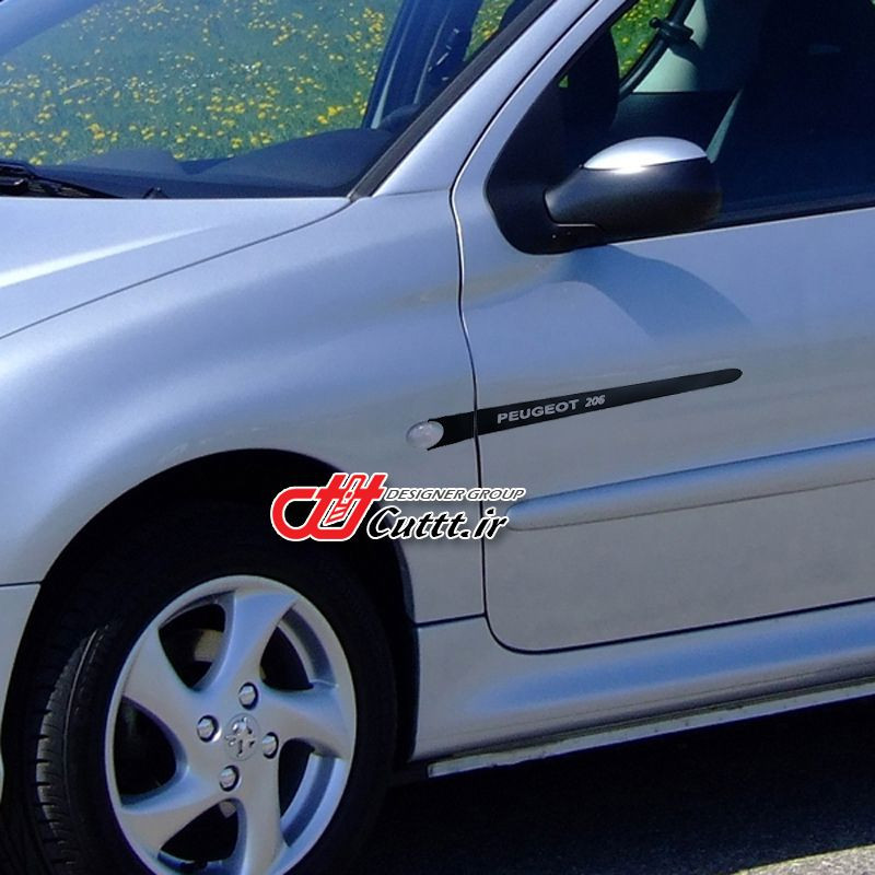 استیکر برشی کنار راهنما طرح PEUGEOT 206 - کد 10561