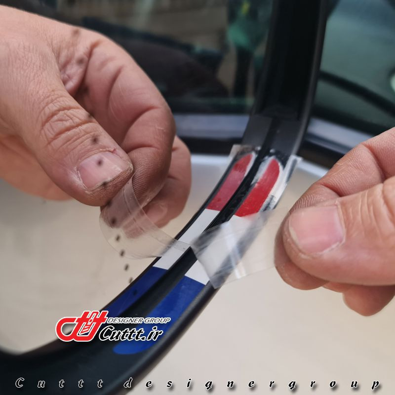 برچسب برشی قاب آینه - طرح پرچم فرانسه - کد 10424